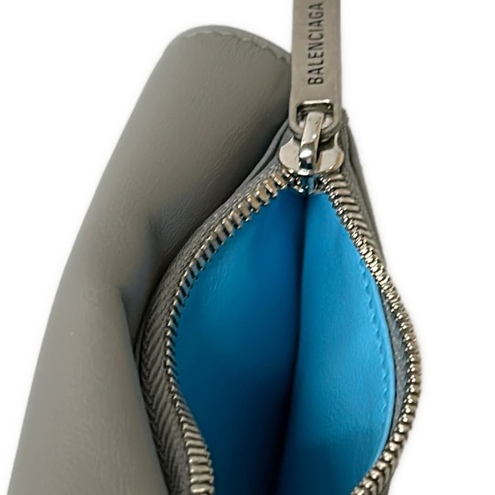 Balenciaga Envelope Mini Wallet Trifold Wallet 786173 Gray Light Blue - Picture 4 of 7